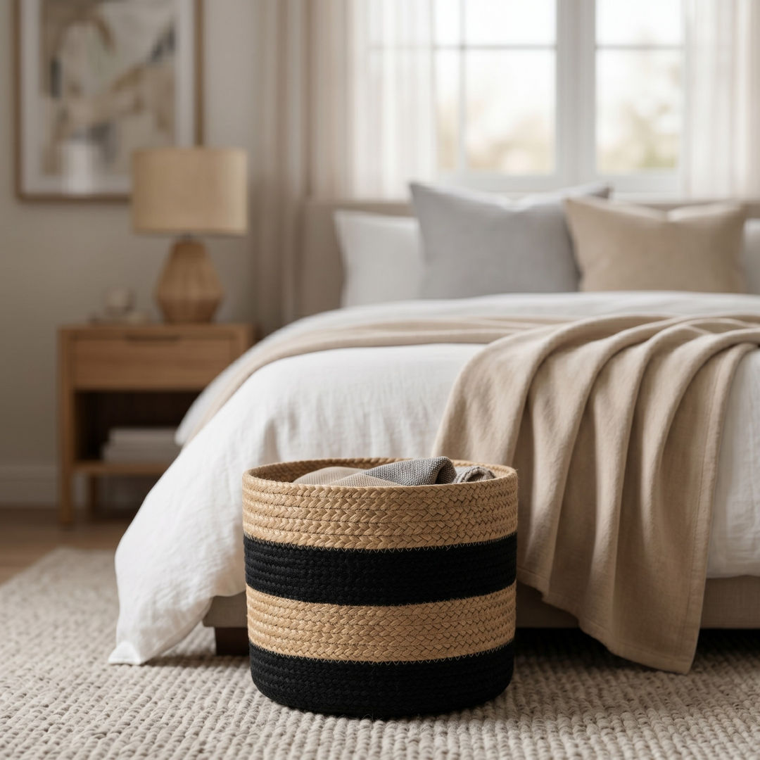 Stylish Eco-Friendly Jute Basket for Home Organizer